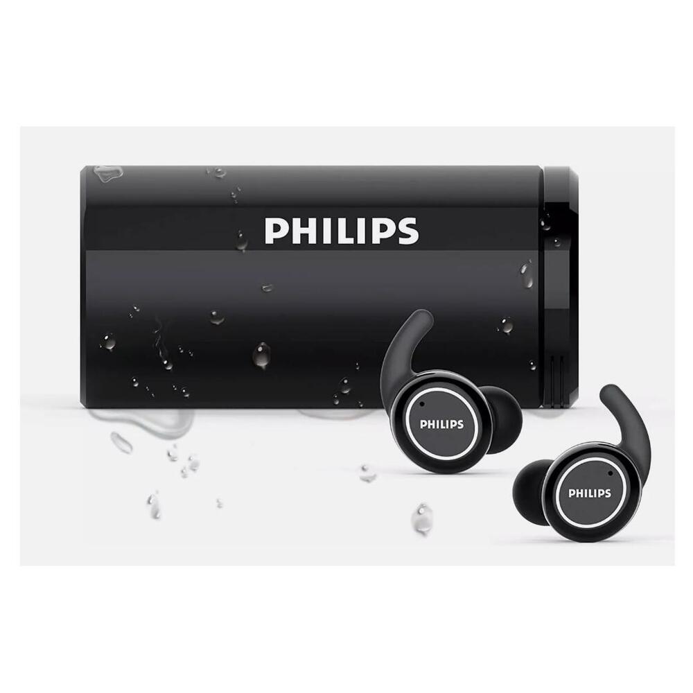 Philips Black Wireless Water Resistant Earbuds and Charging Case